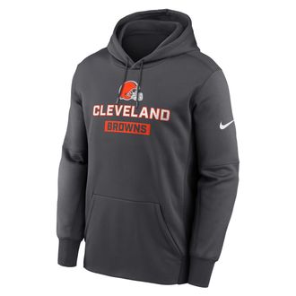Nike Mens Cleveland Browns Toss Sweep Mens Nike Therma NFL Pullover Hoodie in Grey | NKAQ06F9I-WQA