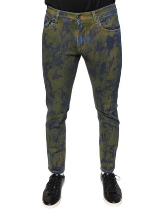 Dolce & Gabbana Blue Cotton Dye Slim Fit Men Denim Jeans Elastane Stretch Clothing