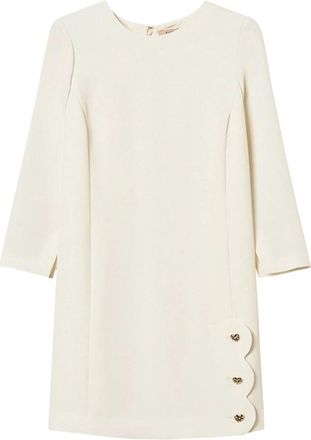 Twinset Korte Cr&ecirc;pe Jurk met Hartknopen - Dames - Korte kleedjes - Wit - M - Kleedjes