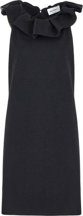 Ferragamo ruffled-neck sleeveless dress - women - Polyamide/Polyurethane/Wool - S - Black