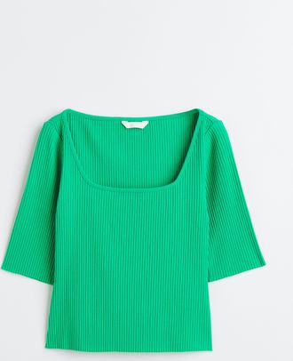H&M Geripptes Shirt - Knallgr&uuml;n