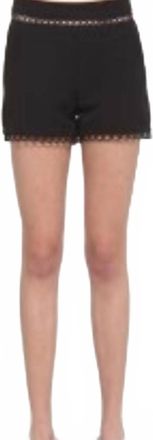 Very J Class Act Crochet Lace Trim Shorts In Black