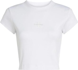 Calvin Klein Jeans Wit Ronde Hals T-Shirt - Dames - T-shirts - Wit - M - Katoen - Tops