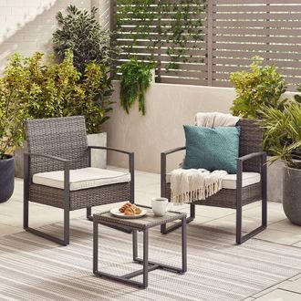 Furniturebox Algarve 2 Seater Rattan Bistro Set with Table in Grey