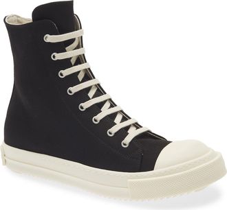 Rick Owens High Top Sneaker in Black/Milk/Milk at Nordstrom, Size 10.5Us