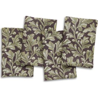 Solino Home Linen Dinner Napkins - Fallen Leaves, 20 x 20 in Green And Brown at Nordstrom, Size Large