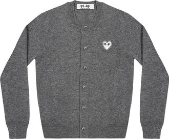 Comme Des Gar&ccedil;ons (WMNS) COMME des GARCONS PLAY Cardigan White Emblem Grey AZ-N065-051-1