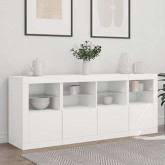 Berkfield Home Sideboard with LED Lights White 163x37x67 cm | Size: 163 x 37 x 67 cm
