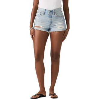 Levi's 501 Original High Waist Ripped Denim Cutoff Shorts in Welcome Party at Nordstrom, Size 24