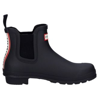 Hunter Original Chelsea Tri Colour Logo Backstrap Rubber Womens Ankle Boots - Black - Size:UK 4