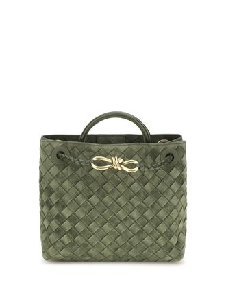 Bottega Veneta Womens Handbag Andiamo Suede Green Tweed Calf Leather Handbags Hand Bags
