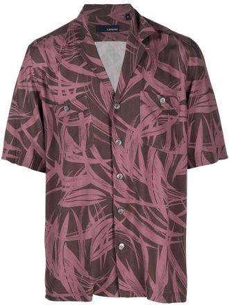 Lardini Camicia a maniche corte con stampa grafica - Viola
