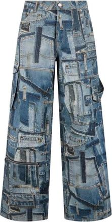 Roberto Cavalli Patchwork Cargo Jeans Collectie - Dames - Loose Fit Jeans - Blauw - S - Katoen - Jeans