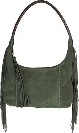 Carlos Falchi Fringe Suede Hobo Bag in Olive at Nordstrom