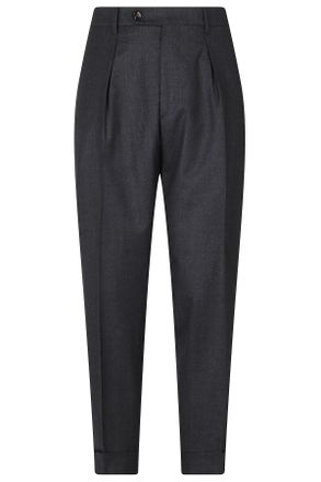 Berwich Dark Grey Over Fit Virgin Wool Trousers