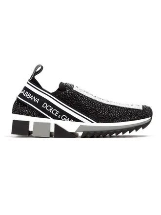 Dolce & Gabbana Sorrento slip-on sneakers - women - Cotton/Polyamide/Polyester/Spandex/Elastane/Viscose - 36.5 - Black
