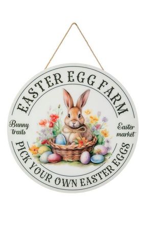 Glitzhome Easter Wooden & Epoxy Bunny Round Wall or Door Hanger in White at Nordstrom, Size Small