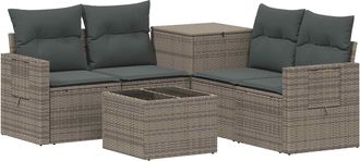 vidaXL Juego De Sof&aacute; 6 Uds. Gris Y Gris Oscuro Rat&aacute;n Sint&eacute;tico Y Acero Vidaxl