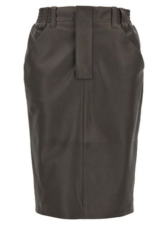 Saint Laurent Grey Leather skirt