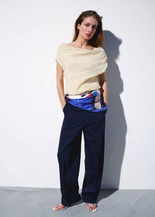 Mango Blusa asimmetrica drappeggiata grezzo - Donna - S - MANGO