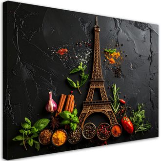 Feeby Cuadro Sobre Lienzo, Especias Y Hierbas De La Torre Eiffel, 120x80