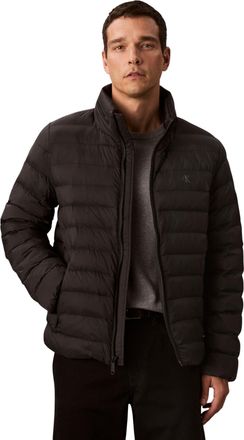 Calvin Klein Mens Nylon Hooded Puffer Jacket, Black (Black), L