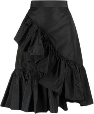 Generic 2023 Summer Womens Black Skirt Midi Skirts Ruffle Edge Irregular A-Line Skirt for Women Fashion Korean Style Harajuku Y2k Girls-Black-XL