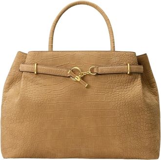 Ralph Lauren Gestructureerde Satchel - Dames - Tassen - Beige - Maat: ONE Size Leer