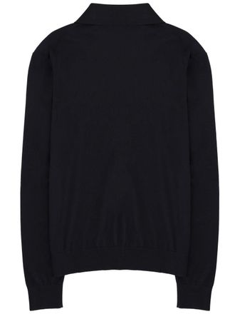 Saint Laurent Cotton-Silk Blend Polo Shirt - Blue
