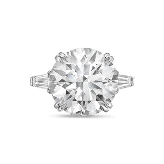 Diana M. Jewels Platinum 6ct lab grown round diamond ring with baguettes on the sides