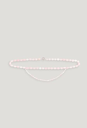 Claudie Pierlot Ceinture pierres fines quartz rose