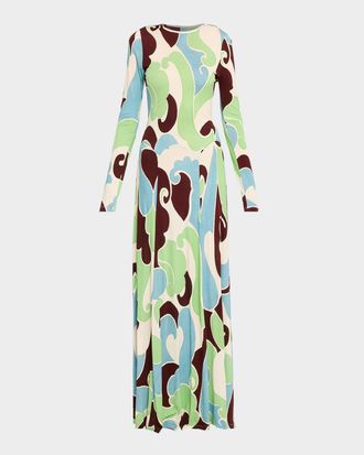 Cara Cara Henry Long-Sleeve Printed Maxi Dress