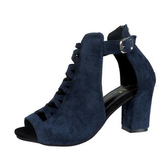 Generic Womens Peep Toe Chunky Heels Ankle Booties Ankle Strap Buckle Fashion Cutout Zip Up Dress Sandals for Causal and Party (7.5,Blue)