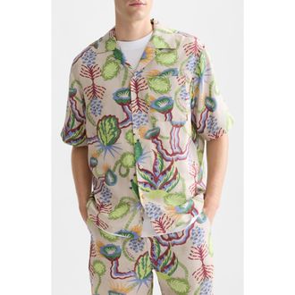 Scotch & Soda Relaxed Fit Print Short Sleeve Button-Up Shirt in Desert Floral Canyon Clay at Nordstrom, Size Xx-Large
