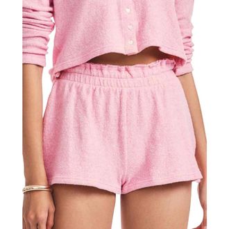 LoveShackFancy Roze Delvina Shorts met Ruche - Dames - Bermuda - Roze - L - Katoen - Korte Broeken