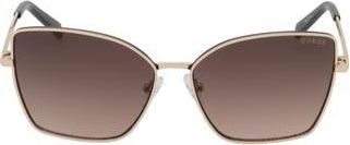 Guess 57mm Butterfly Gradient Sunglasses in Gold /Gradient Brown at Nordstrom Rack