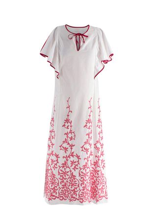 Loretta Caponi Embroidered Cotton Dress Size S