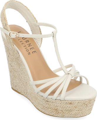 Journee Collection Yara Sandals Stone Wedge Heel Espadrille HAWK387