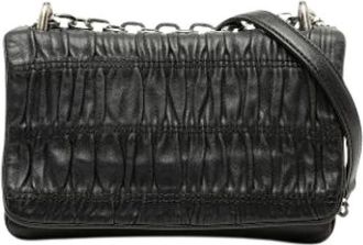 Prada Pre-owned Gathered Leather Shoulder Bag - Dames - Vintage Schoudertas - Zwart - ONE Size - Leer - Vintage