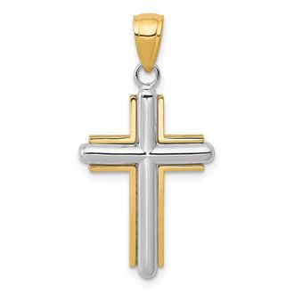 Diamond2Deal 14k Two-tone Gold Cross Pendant