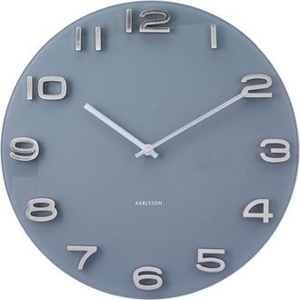 Karlsson Karlsson - Orologio da Parete Rotondo, in Vetro, Stile Vintage, Colore: Grigio