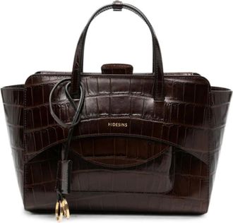 Hidesins Flap Medium Leren Tote - Dames - Handtassen - Bruin - ONE Size - Katoen - Tassen