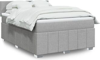 vidaXL Cama Box Spring Con Colch&oacute;n Tela Gris Claro 160x200 Cm Vidaxl