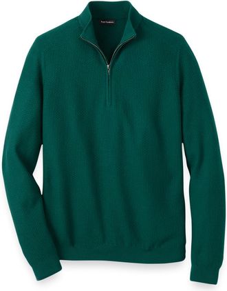 Paul Fredrick Silk Cotton Cashmere Quarter Zip Mock Neck Sweater