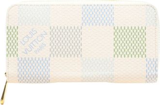 Louis Vuitton Blue Green White Coated Canvas Long Wallet (Bi-Fold) (Pre-Owned)