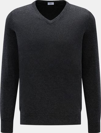 Braun Hamburg Men - Cashmere V-neck jumper anthracite mottled