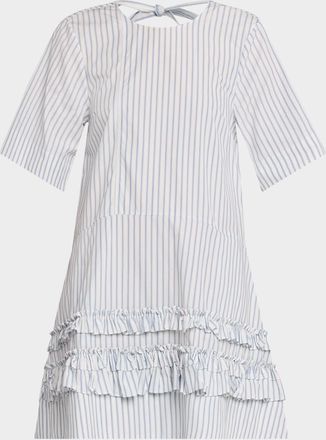 Ganni Pinstripe Cotton Mini Dress