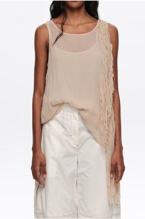 Bimba & Lola Strappy Frayed Edge Top in Sand at Nordstrom, Size Medium