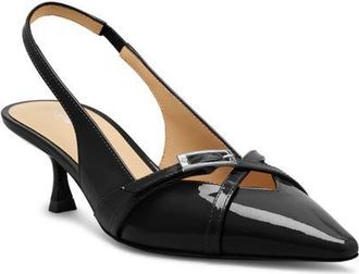Stuart Weitzman Georgie Kitten Heel Slingback Pump in Black at Nordstrom, Size 7.5