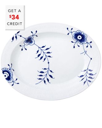 ROYAL COPENHAGEN Blue Fluted Mega Oval Platter With $30 Credit